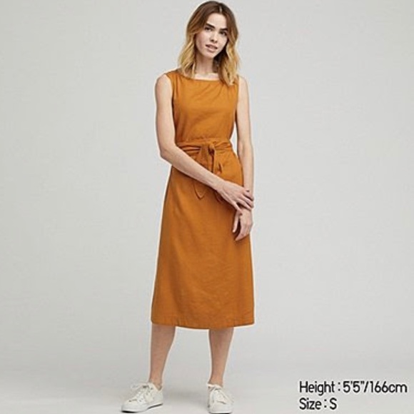 uniqlo linen blend sleeveless dress